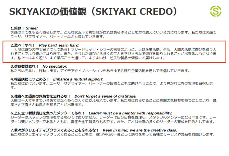 SKIYAKIのクレド