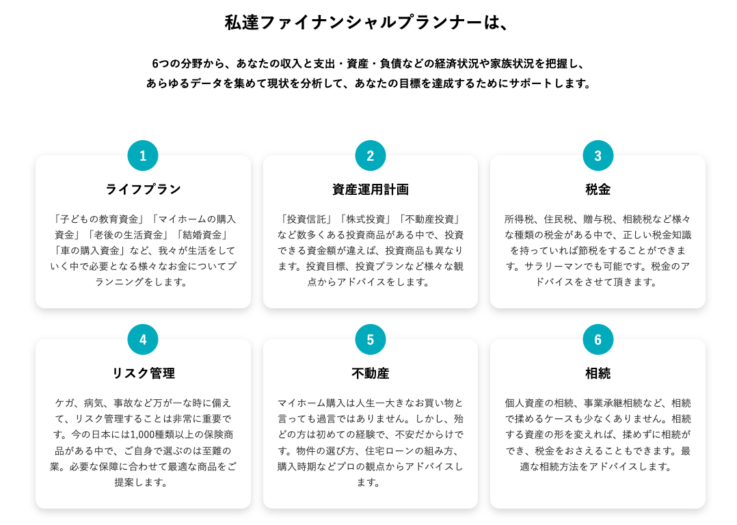 株式会社アルファ・ファイナンシャルプランナーズのFPへの主な相談内容