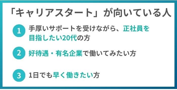 キャリアスタートはこんな人におすすめ