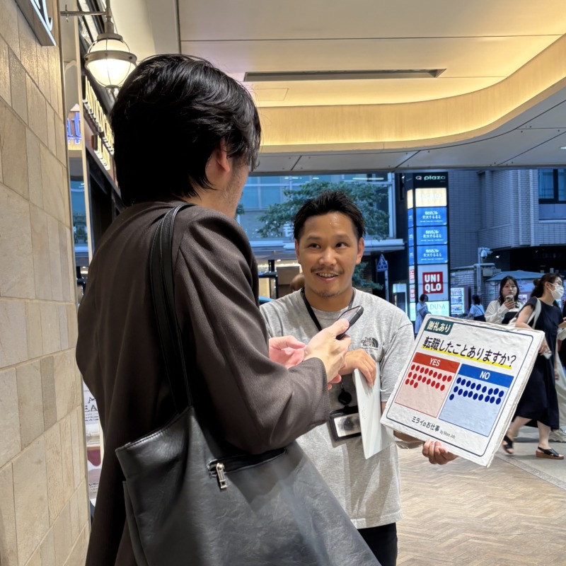 2025年6月30日に恵比寿駅付近で街頭アンケートを実施した様子