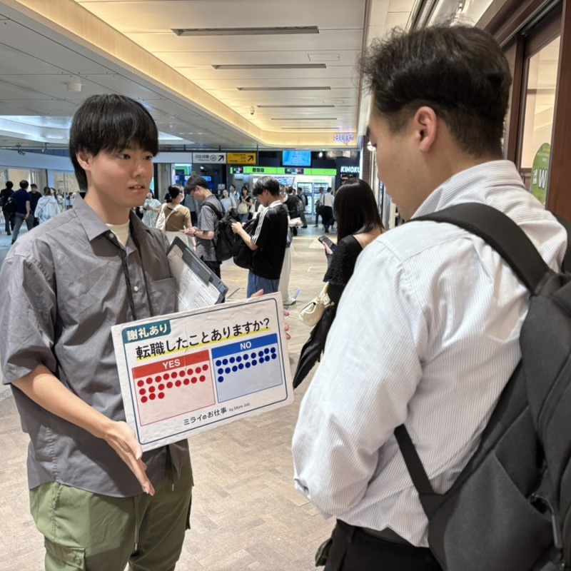 2025年7月13日に恵比寿駅付近で街頭アンケートを実施した様子