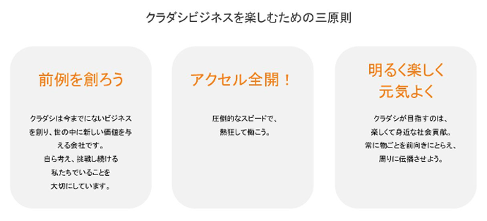 株式会社クラダシが掲げる3つのバリュー