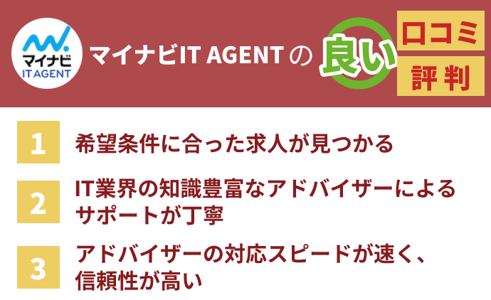 マイナビIT AGENTの良い評判口コミ