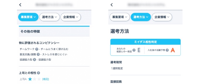 「特に評価されるコンピテンシー」や「上司との相性」という欄