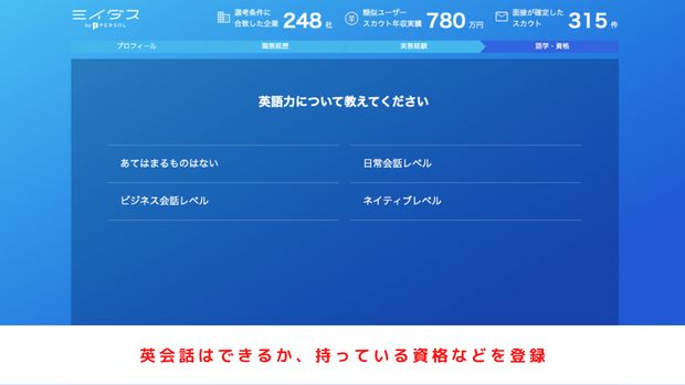 ミイダスの登録方法ステップ4 保有資格