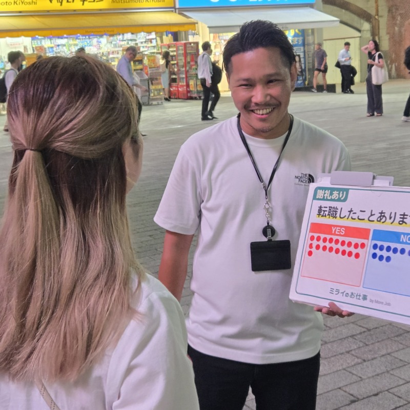 2025年6月23日に新橋駅付近で街頭アンケートを実施した様子