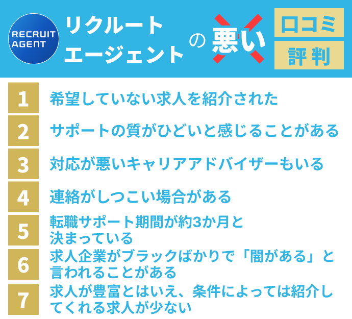 リクルートエージェントの悪い評判